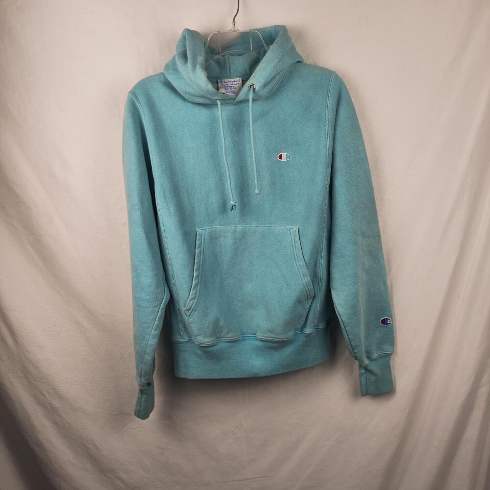 Champion Reverse Weave Hoodie Mens XS Blue Pullover Fleece Sweatshirt Logo